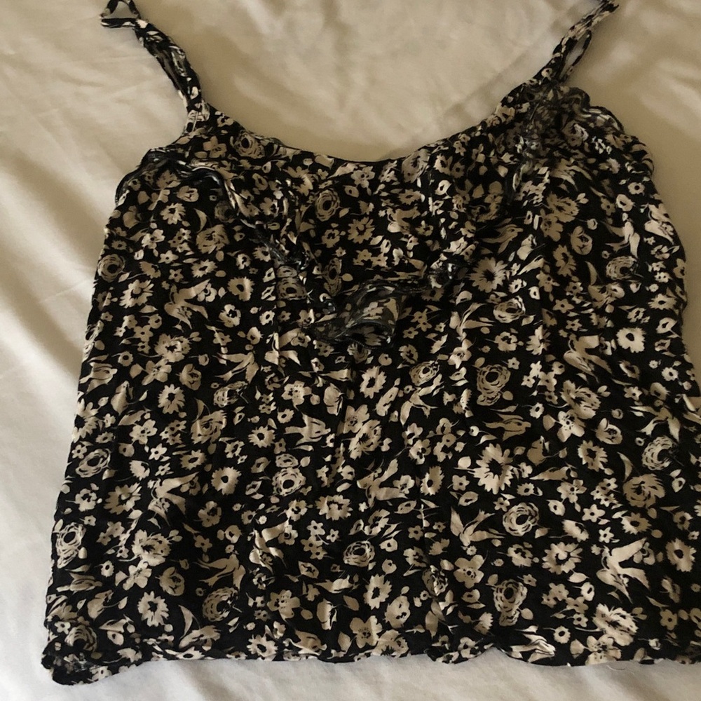 Black and White Floral Cami Top - Women